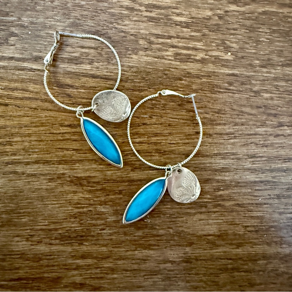 Elegant Silver and Blue Hoop Earrings